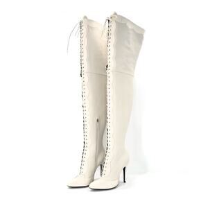 NIB Gucci Harriet Thigh High Python Print Pointed Toe Heeled Boots 40
